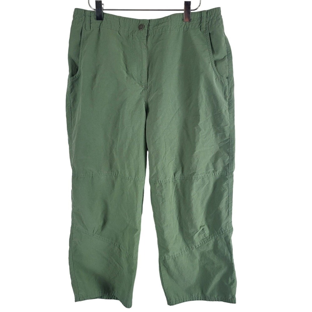 Woolrich Capri 12 Womens Green Mid Rise Cotton Blend Flap Pockets Bottoms
